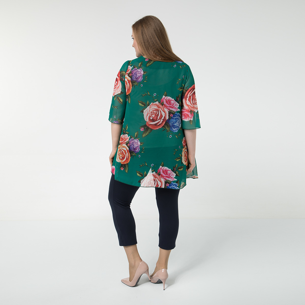 Костюм, трикотаж, туника, капри, зеленый644/007-010-203/Зеленый