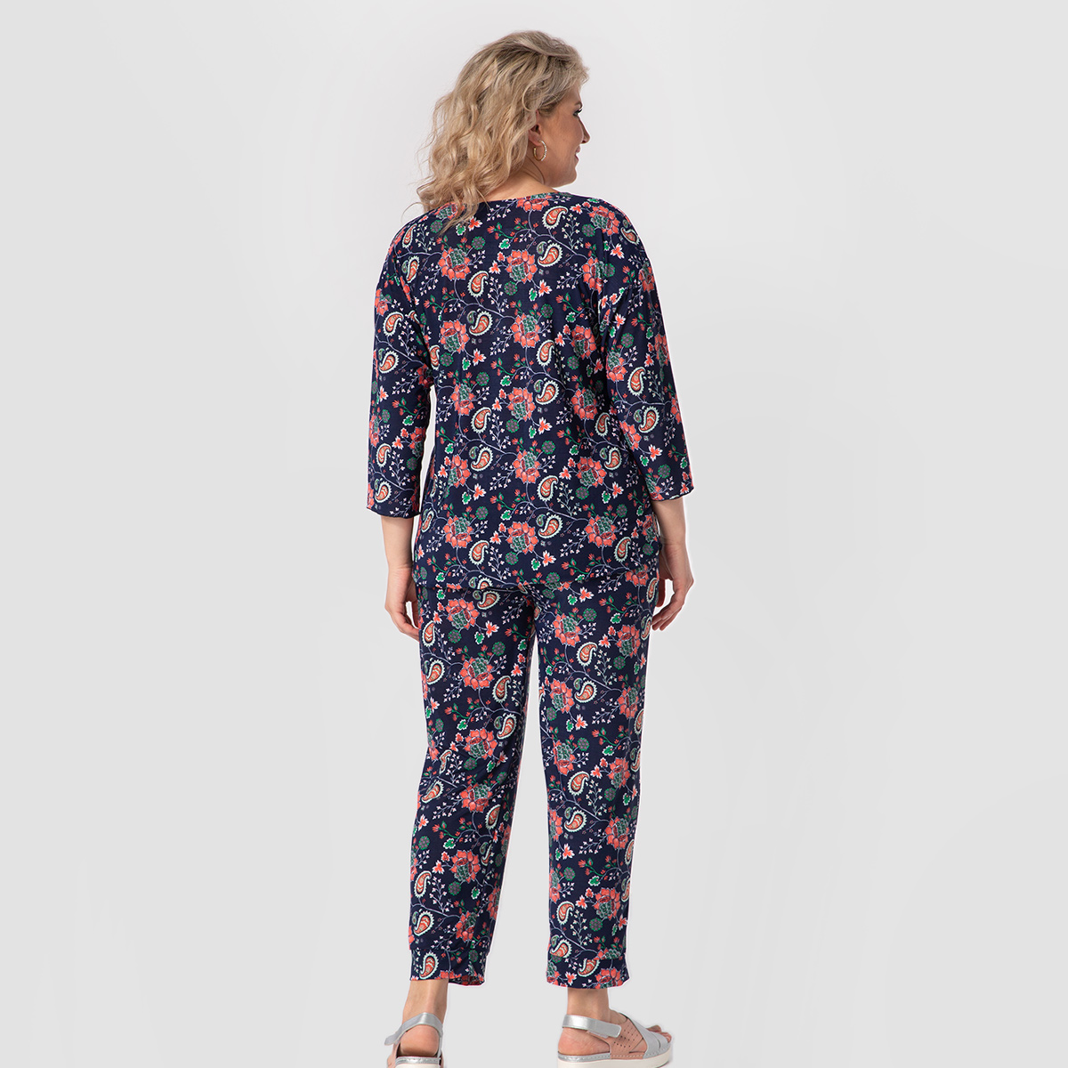 Костюм, текстиль, блуза, брюки, оранжевый#533/009-019-088/оранжевый