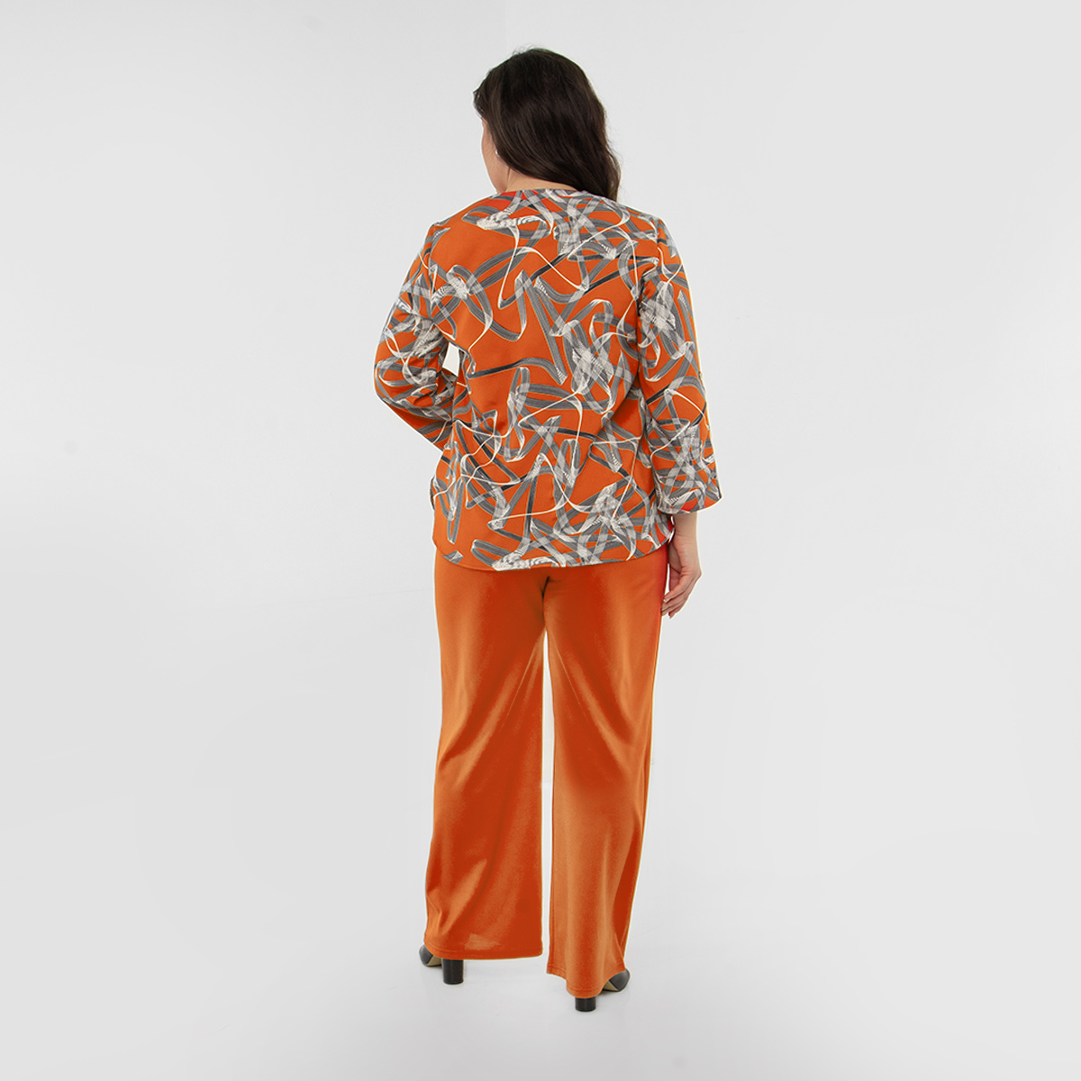 Костюм, текстиль, туника, брюки, терракотовый#500/009-031-376/Терракотовый