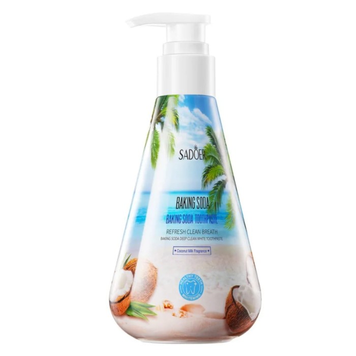 Зубная паста BAKING SODA Coconut Milk Отбеливающая ПИЩЕВАЯ СОДА с Кокосовым Молоком (дозатор) 220г (SD-10743)