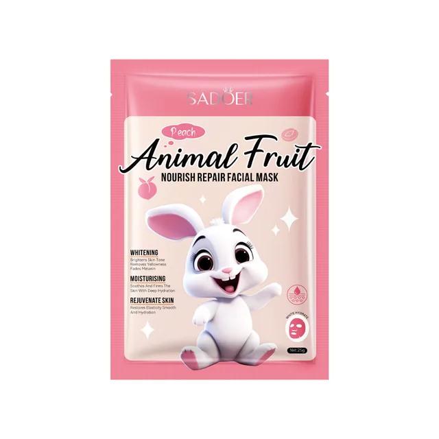 SADOER Маска для лица Animal Fruit PEACH Питательная Восстанавливающая ПЕРСИК (зайчик) 25г (SD-35103)