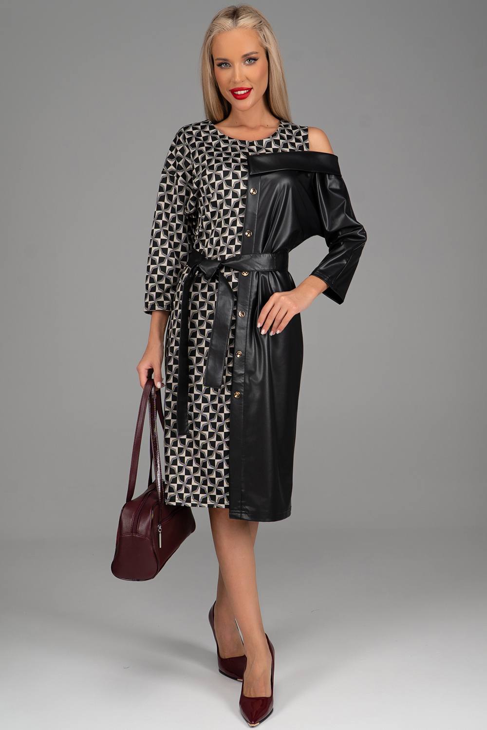 Платье Селина (экокожа/чёрный)