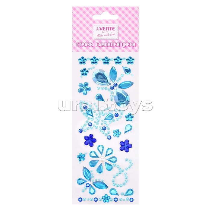 Стразы самоклеящиеся "Бабочки" акриловые, карточка 7,5x18 cм, цвета ассорти, в пластиковом пакете с блистерным подвесом