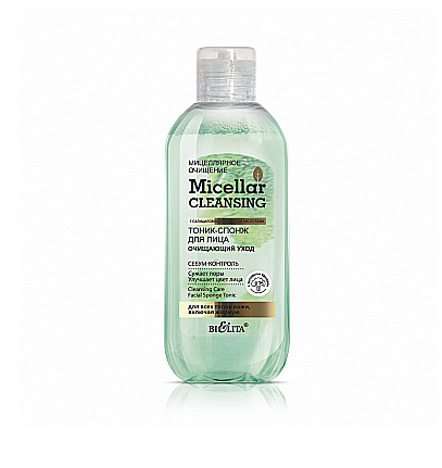 Мицеллярное очищение ТОНИК- спонж д/ лица Очищающий уход 200мл /12