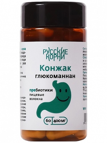 Глюкоманнан конжак. Пребиотик, для ЖКТ, 60 капс *400 мг