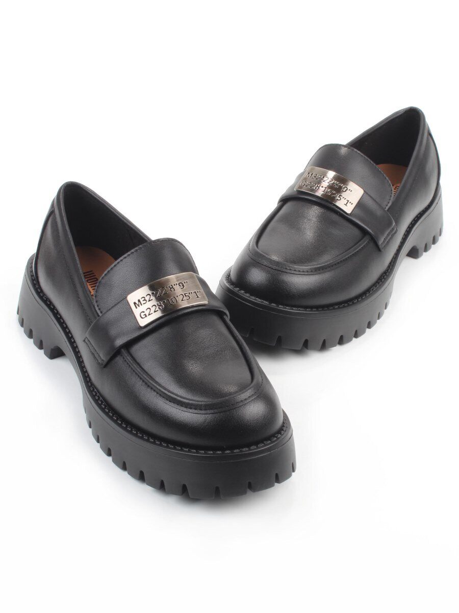 03-S77-48 BLACK Лоферы женские (натуральная кожа)