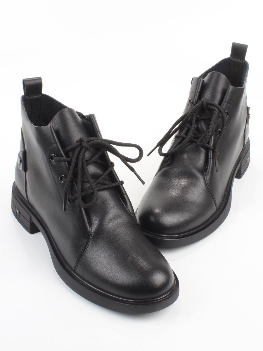 01-M43-18 BLACK Ботинки демисезонные женские (натуральная кожа)