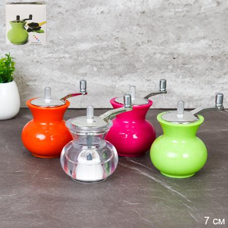 Мельница для специй и соли с ручкой 7 см / 2811-1 /уп 120/ Бочонок (зеленая)