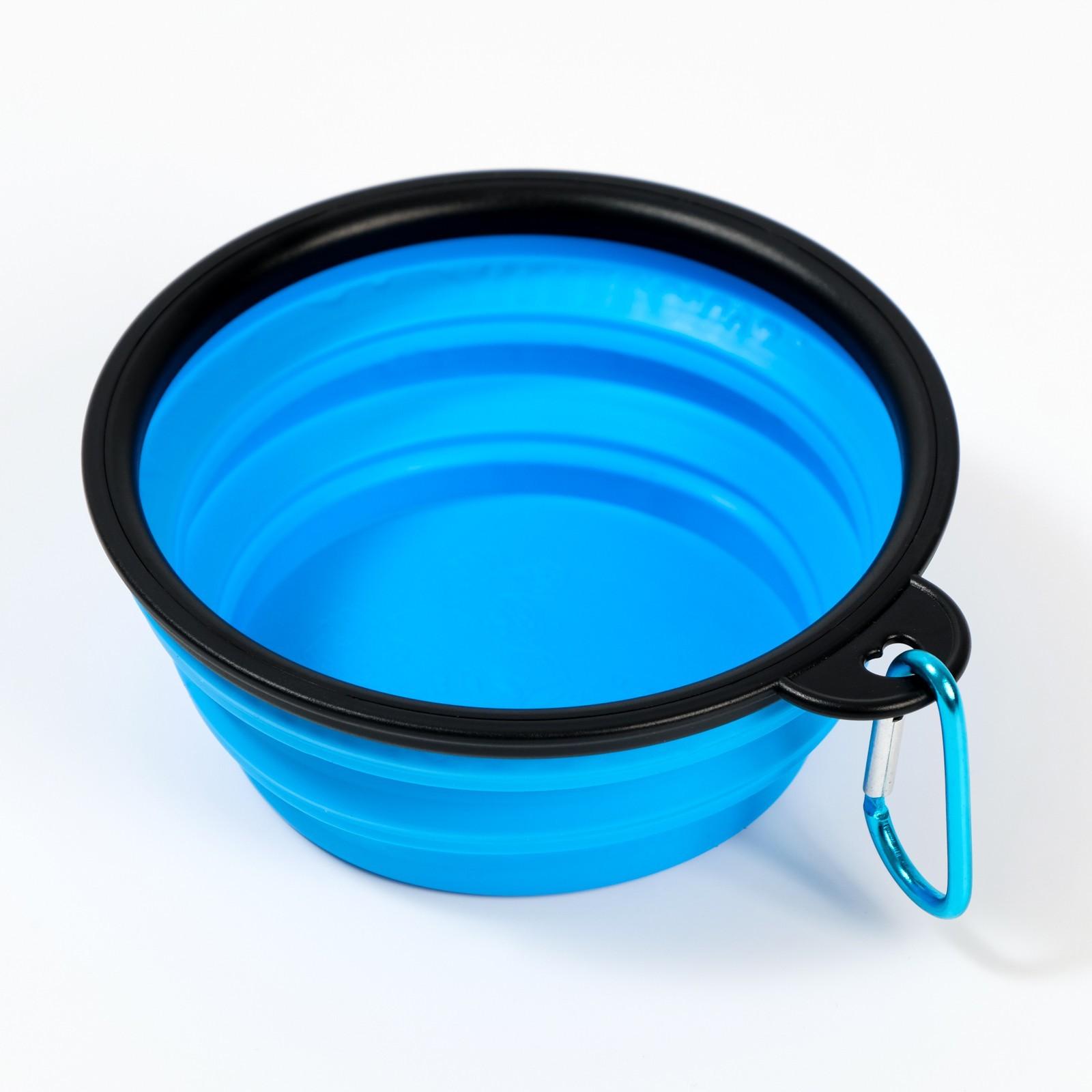 Миска складная, 350 мл, 13 см, силикон, металл, синяя
