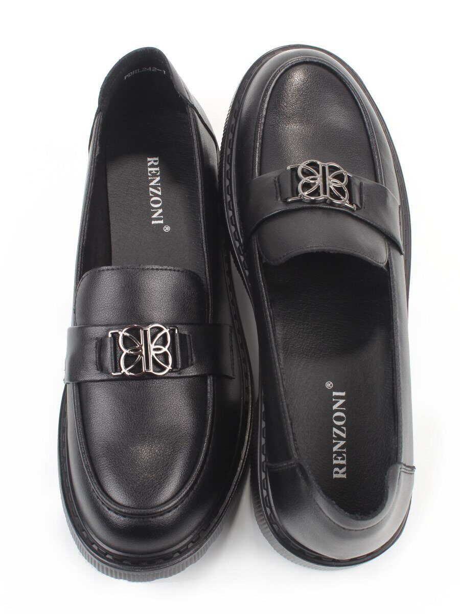 03-PDHL242-1 BLACK Лоферы женские (натуральная кожа)