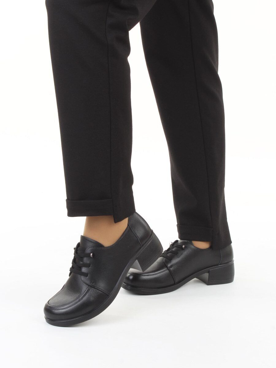 03-YDN15-22 BLACK Полуботинки женские (натуральная кожа)
