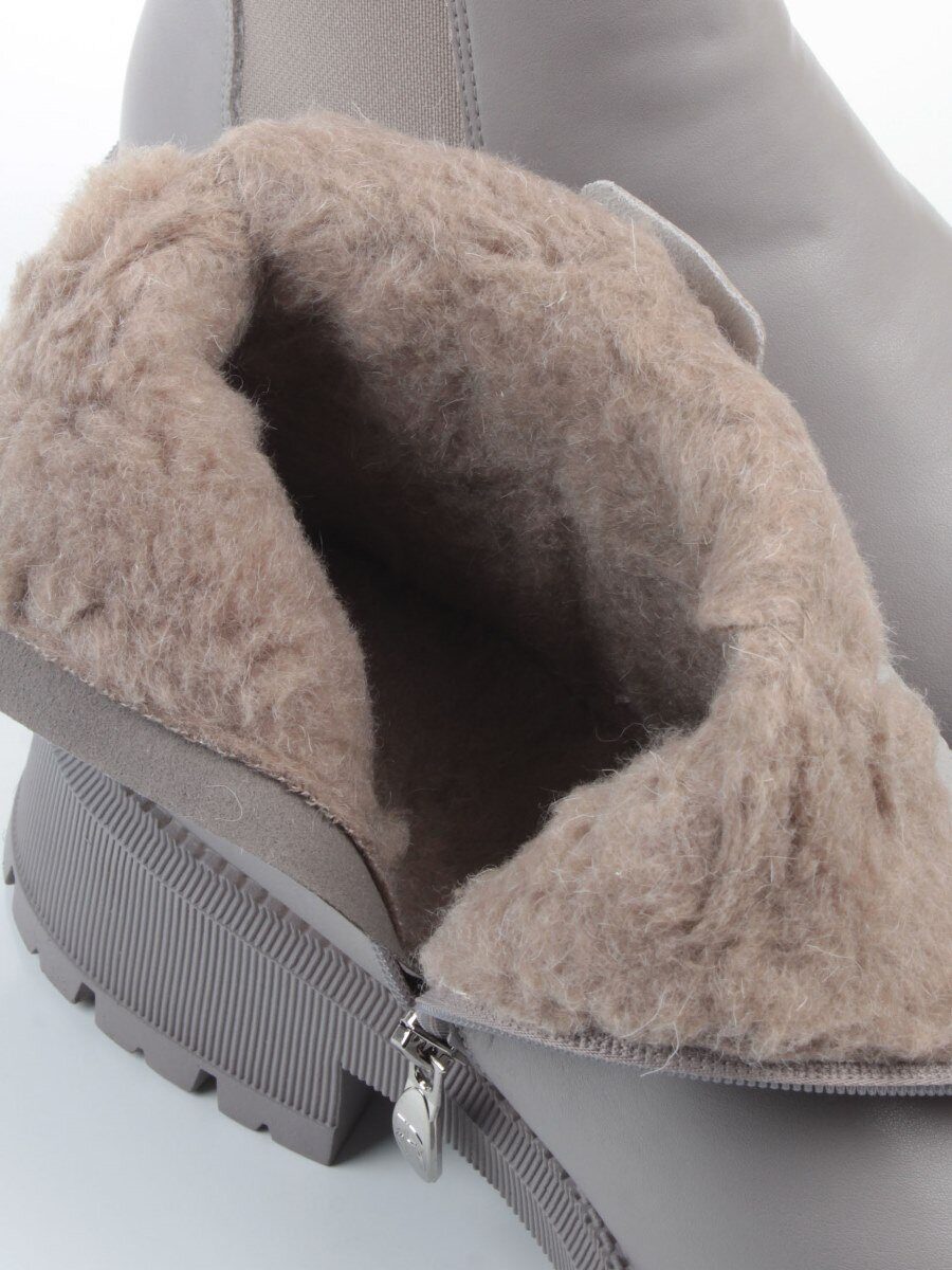 04-PAT174-2Z GRAY Ботинки зимние женские (натуральная кожа, 100% шерсть)