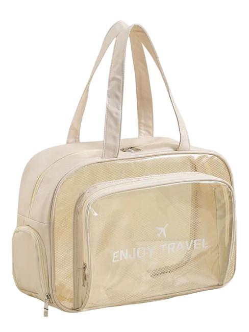 Сумка-косметичка унисекс прозрачная с отделением для обуви, бежевый