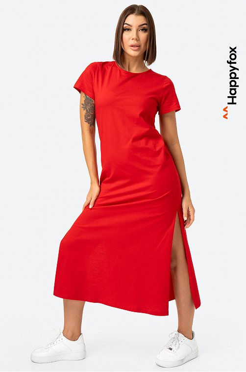 Однотонное женское платье-футболка Happyfox  Артикул: HF1301N