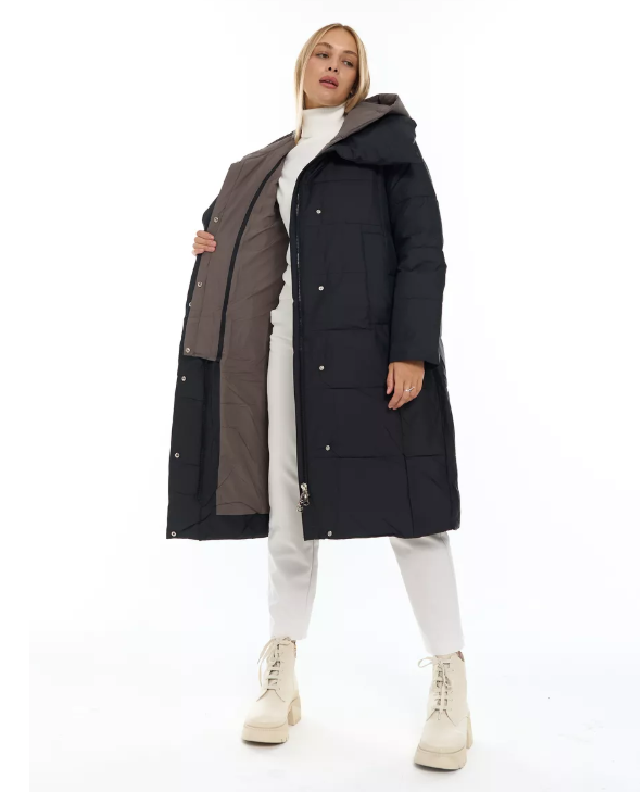 A610 BLACK Пальто зимнее женское со съемным жилетом (200 гр. био-пух)