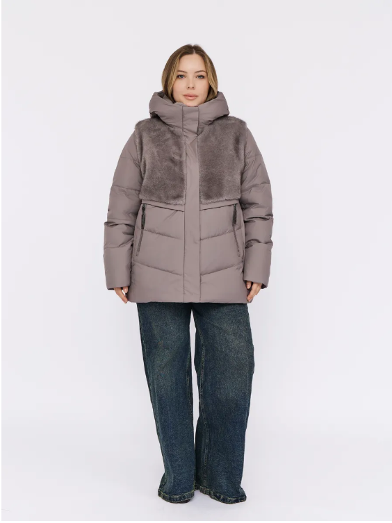 M-8869 GRAY Куртка зимняя женская (150 гр. холлофайбер)