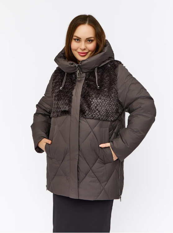 M-8800 DK. GRAY Куртка зимняя стеганная женская (150 гр. холлофайбер)