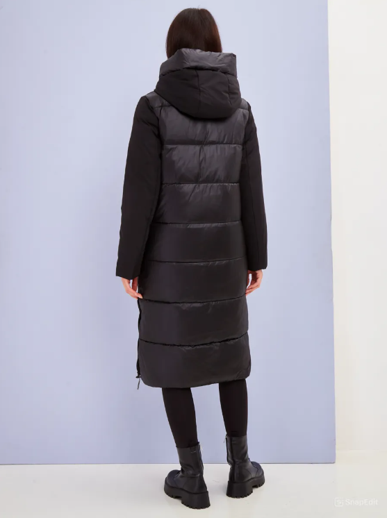 A81 DK. GRAY/GREEN Пальто зимнее женское (200 гр. холлофайбер)