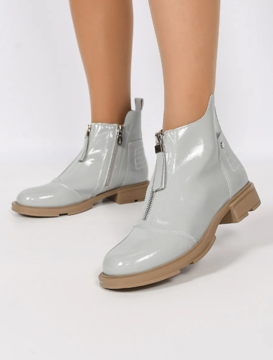 01-M43-9 GRAY/LT. BLUE Ботинки демисезонные женские (натуральная кожа)