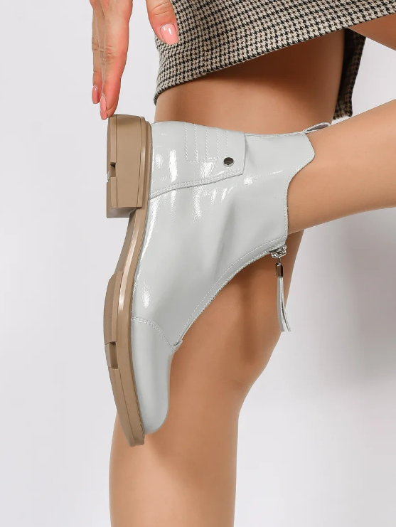 01-M43-9 GRAY/LT. BLUE Ботинки демисезонные женские (натуральная кожа)