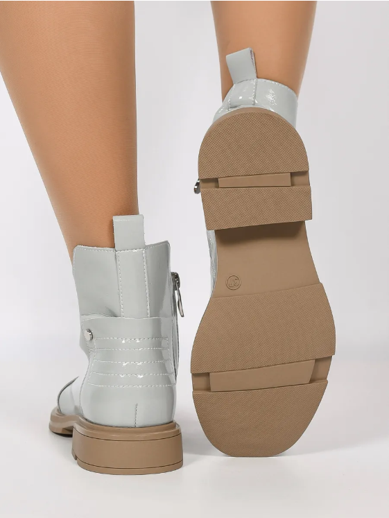 01-M43-9 GRAY/LT. BLUE Ботинки демисезонные женские (натуральная кожа)