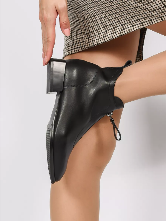 01-M43-16 BLACK Ботинки демисезонные женские (натуральная кожа)