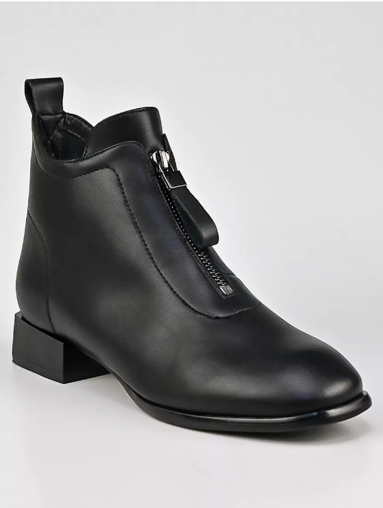 01-M43-16 BLACK Ботинки демисезонные женские (натуральная кожа)