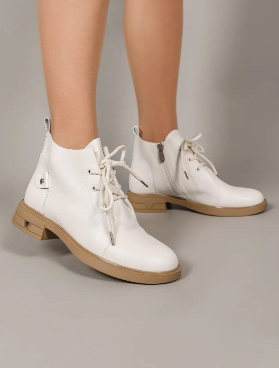 01-M43-19 LT. BEIGE Ботинки демисезонные женские (натуральная кожа)