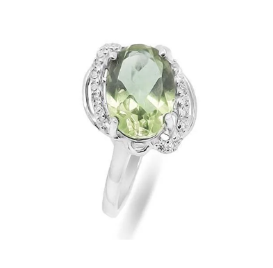 Кольцо из серебра зеленый аметист, Ариэнна