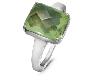 Кольцо из серебра зеленый аметист, Куб