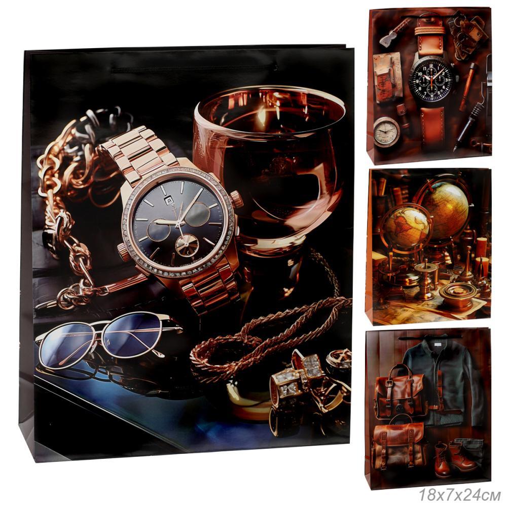 Пакет подарочный 18x24x7см 23 февраля / 169S /уп 12/1500/микс/128г/м2