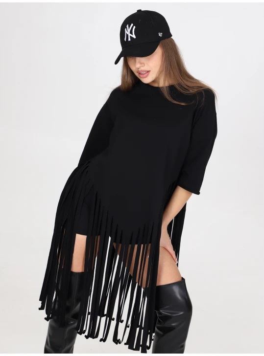 Футболка ДО-138 черный с бахромой