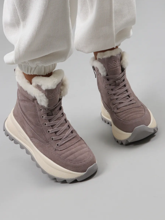 04-PAML05-2Z GRAY Ботинки зимние женские (натуральная замша, 100% шерсть, натуральный мех)