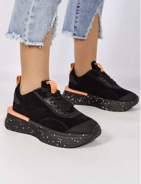 04-S77-41 BLACK Кроссовки женские (натуральная кожа, натуральная замша)