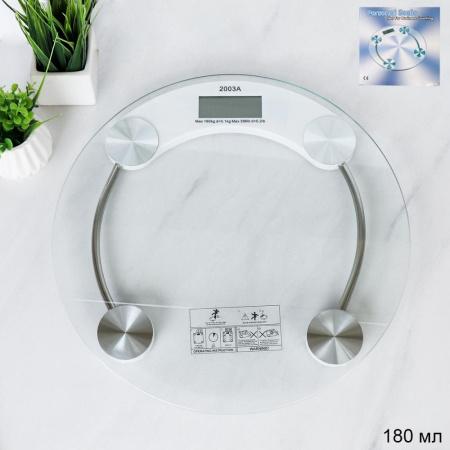 Весы напольные электронные 180 кг прозрачные / 2003A /уп 10/без батареек