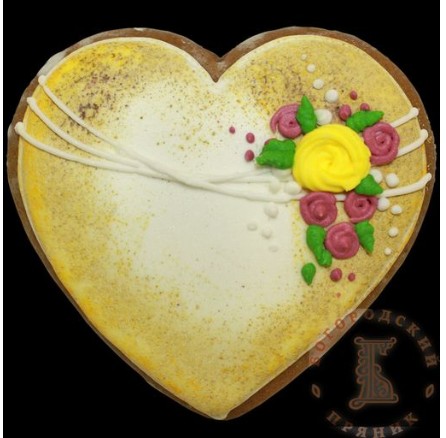 Расписной пряник на палочке 50 гр. Сердце 10 без начинки