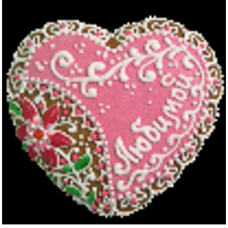 Расписной пряник 100 гр. Сердечко6 без начинки