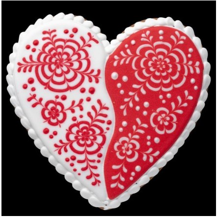 Расписной пряник 100 гр. Сердечко10 без начинки
