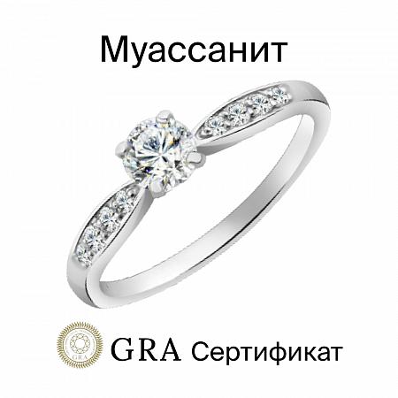 Кольцо с муассанитом родированное серебро 925* 10-0260.1620