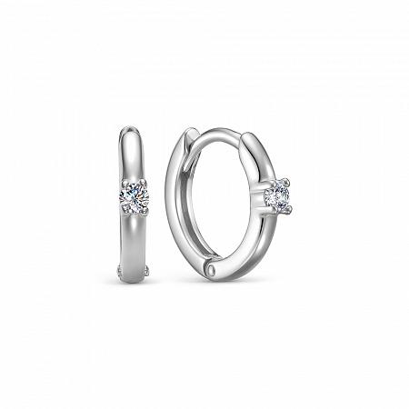 Серьги с фианитом родированные серебро 925* 11-2677