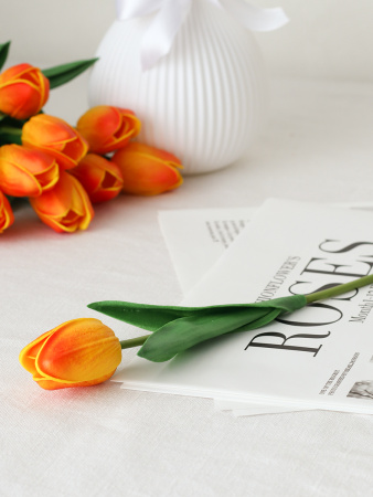 Цветок искусственный Тюльпан 30 см желто-красные / 1205 /уп 200/1200/ латэкс