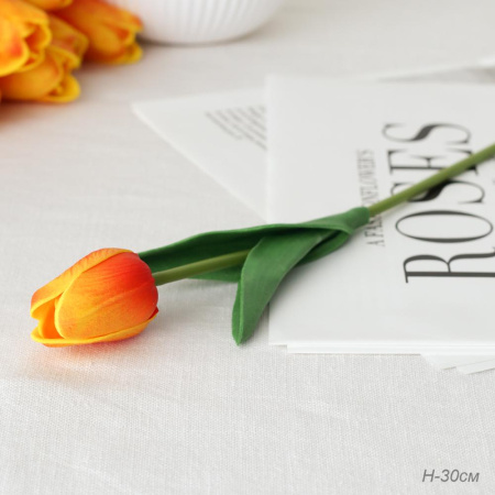 Цветок искусственный Тюльпан 30 см оранжевые / 1205 /уп 10/200/1200/ латэкс