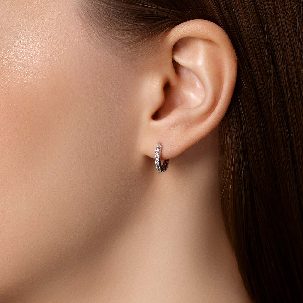 2648 Серьги с фианитом родированные серебро 925*