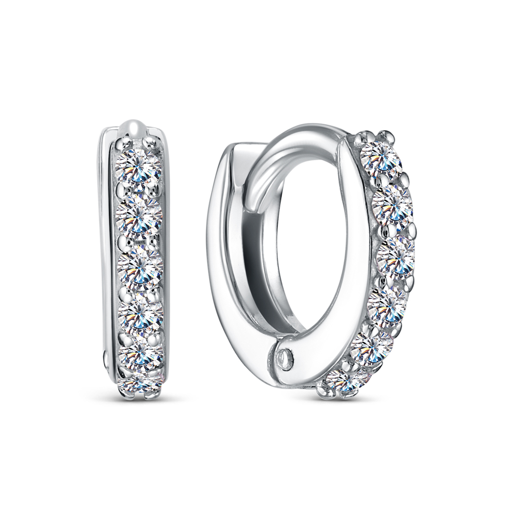 1984 Серьги с фианитом родированные серебро 925* Артикул: 11-1984