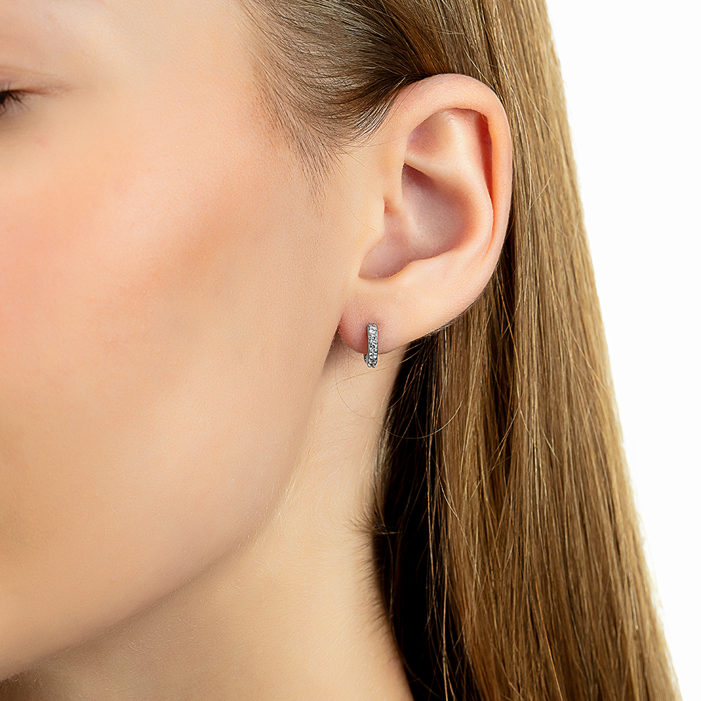 1984 Серьги с фианитом родированные серебро 925* Артикул: 11-1984