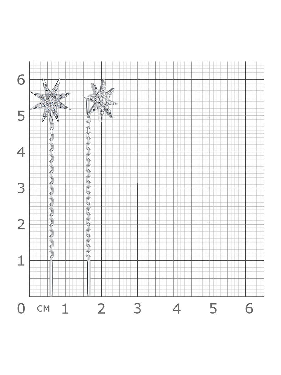2634 Серьги с фианитом родированные серебро 925*