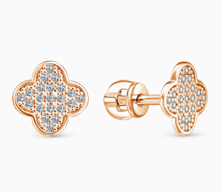 1292 Серьги с фианитом позолоченные серебро 925*