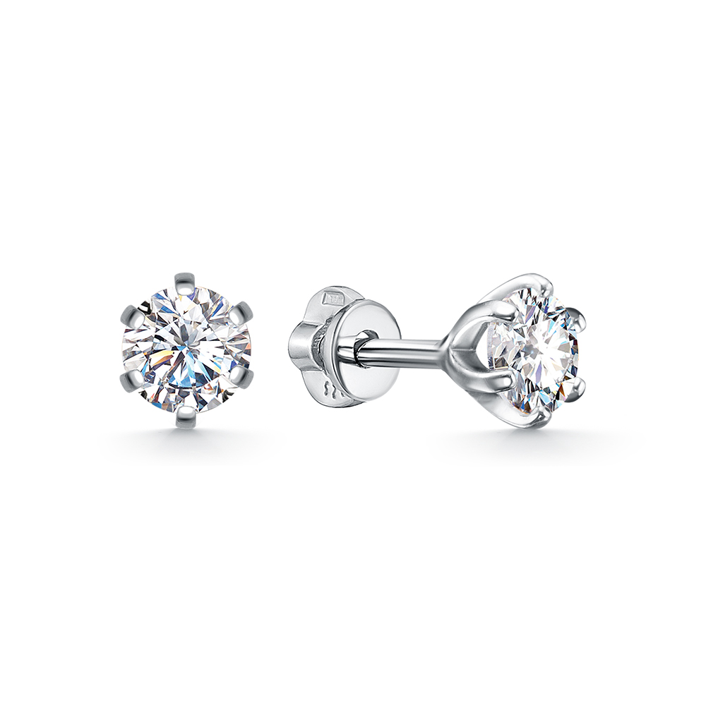 2557 Серьги с фианитом родированные серебро 925*