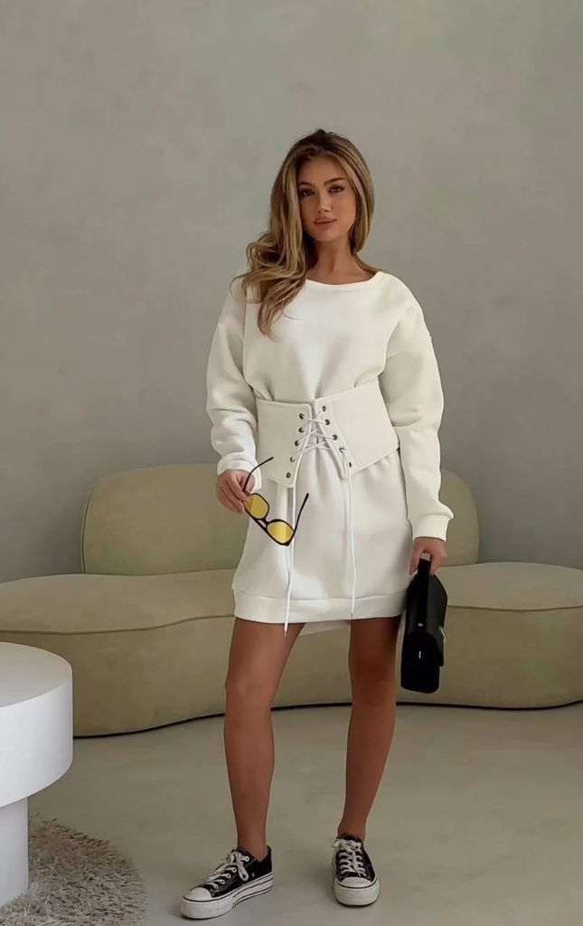 Платье #БШ1677, теплое с флисом, ремень широкий в комплекте