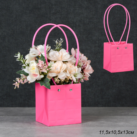Пакет для цветов 11,5х10,5х13см / GYH22125-3 /уп 10/300/малиновый